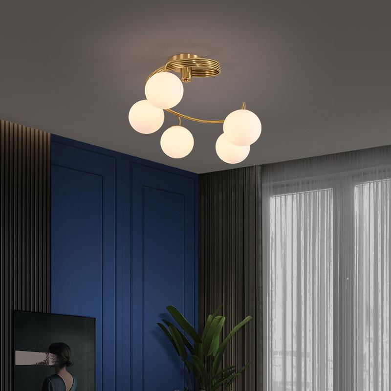 螺旋形经典全铜卧室吊灯北欧灯具个性创意家用主卧房间铜灯