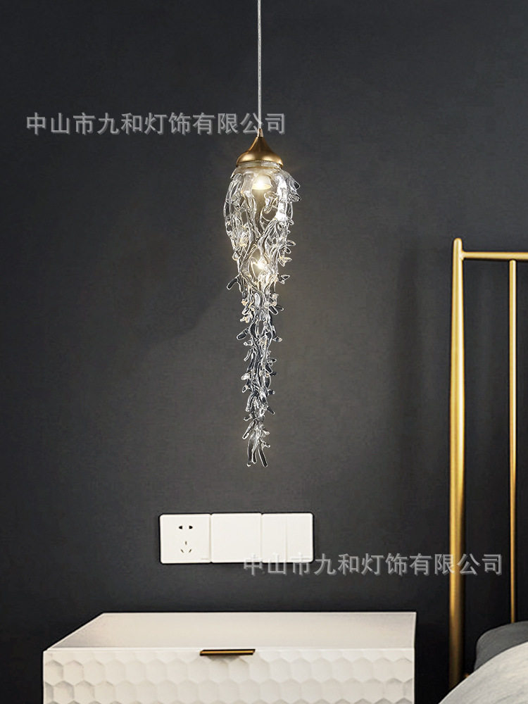 水晶吊灯简约现代设计师创意清光笼子复式楼客厅灯轻奢别墅楼梯灯