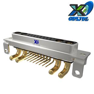 大电流混装DSUB连接器21W4母头弯脚金属支架前后铆螺母17+4针芯插