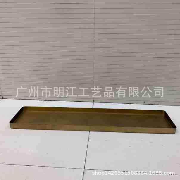 新中式铁艺长方形托盘架桌面仿真花艺假花盆栽摆架室内样板房