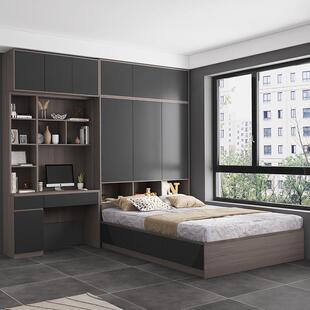 现代简约1.35榻榻米床带衣柜一体储物收纳床1.2单人床1.5米双人床