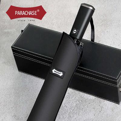 PARACHASE全自动直径135cm三折叠雨伞男士商务超大号加固加厚抗风