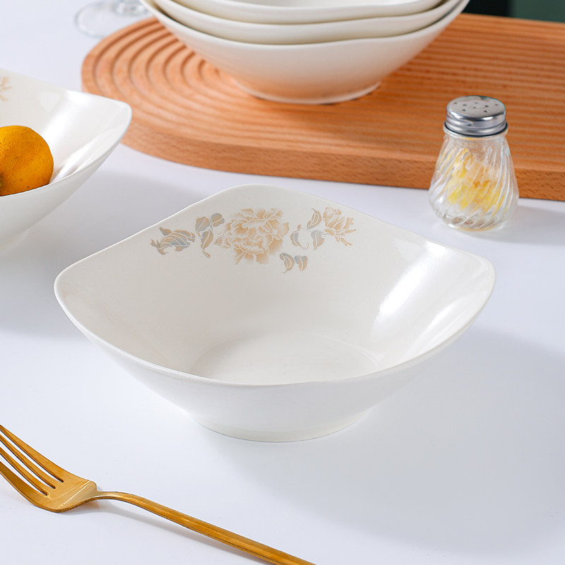 新款网红陶瓷四角翘边沙拉碗家用加深异形碗盘菜盘耐高温餐具,餐饮具,碗,淘宝优惠券,粉丝福利购,淘宝优惠卷
