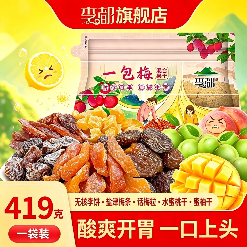 【七分酸三分甜】李都一包梅蜜饯果干零食酸梅休闲芒果干混合追剧