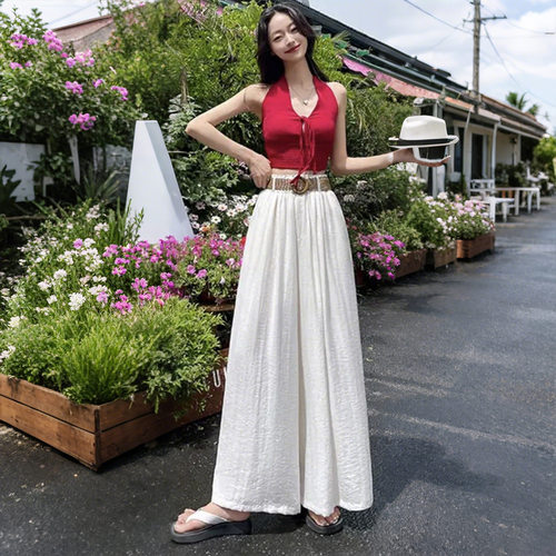 天丝阔腿裤女夏薄款垂感显瘦棉麻休闲长裤子慵懒宽松气质裙裤L