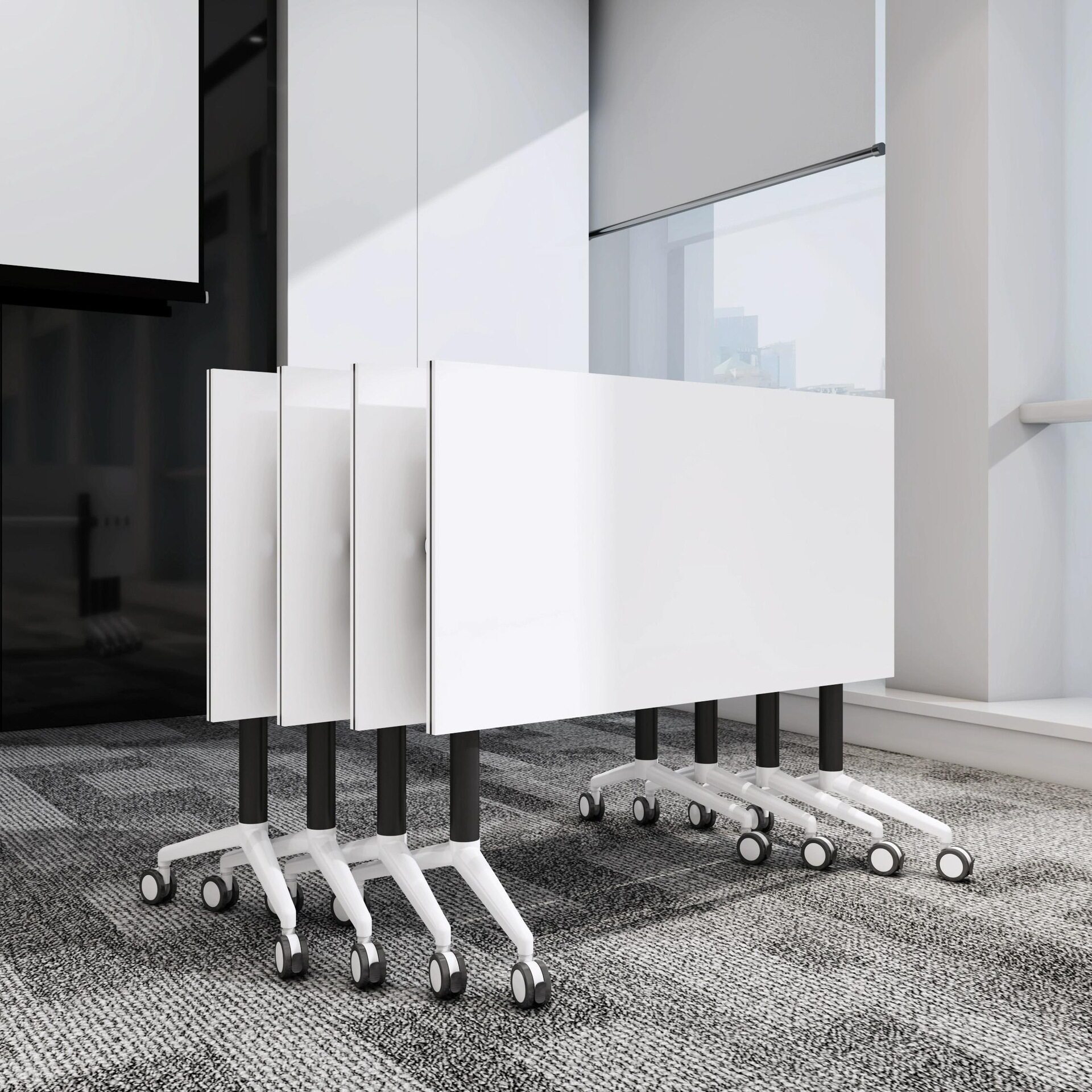 可移动拼接长条桌培训桌椅组合