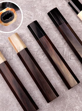 出口日本 柳刃八角柄 白水牛角 黑牛角 檀木孔深14.5厘米正夫先丸