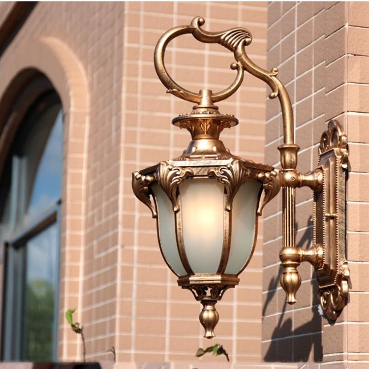 景田直销压铸铝壁灯复古欧式户外灯庭院别墅防水玻璃LED壁灯