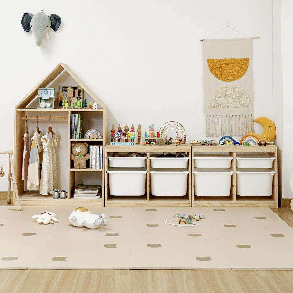 儿童衣柜收纳柜家用卧室实木挂衣柜男孩女孩小衣橱柜三排储物柜