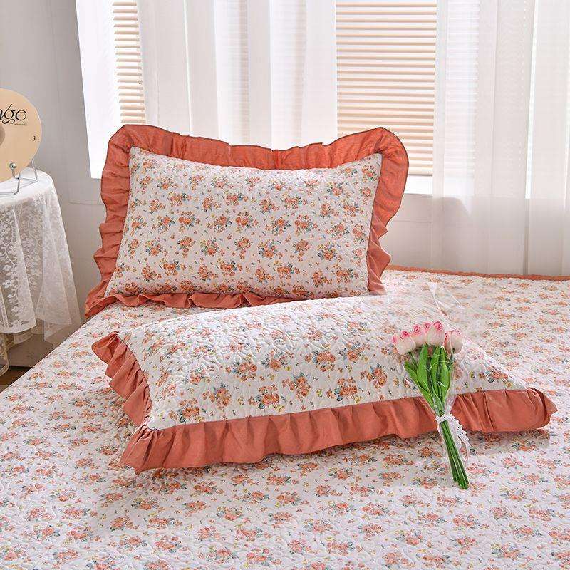 全棉枕套一对装夹棉枕芯套单人成人枕头套纯棉一对48*74蕾丝花边