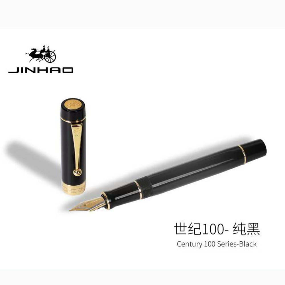 金豪钢笔世纪100铱金明尖钢笔旋转笔帽35号笔尖现货墨囊商务钢笔