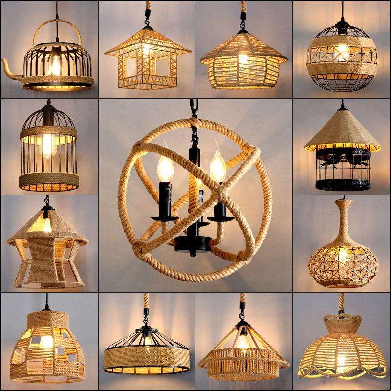 怀旧复古仿古工业风日式创意茶室民宿餐厅商用烧烤店麻绳吊灯灯罩