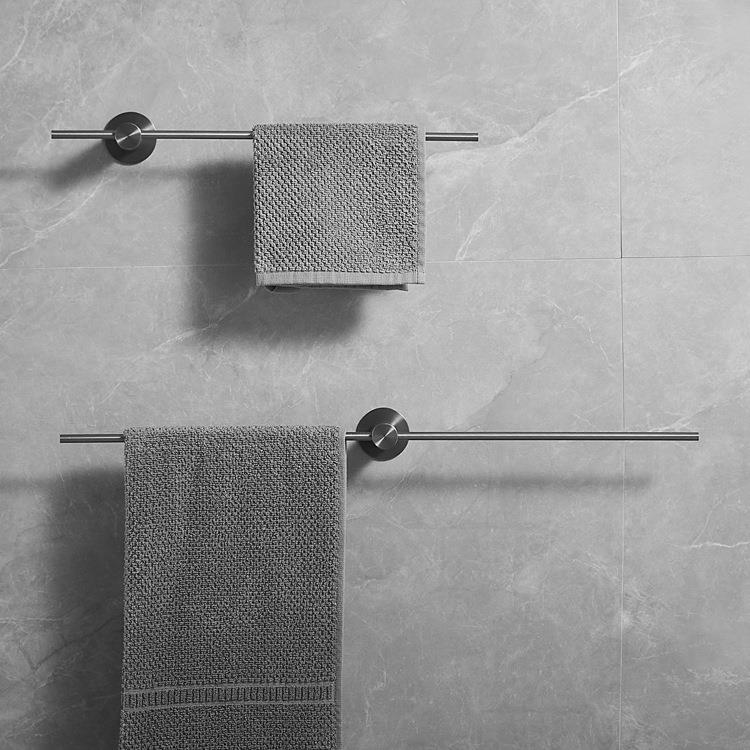 免打孔活动毛巾架单杆极简卫生间304不锈钢毛巾杆轻奢浴室拖