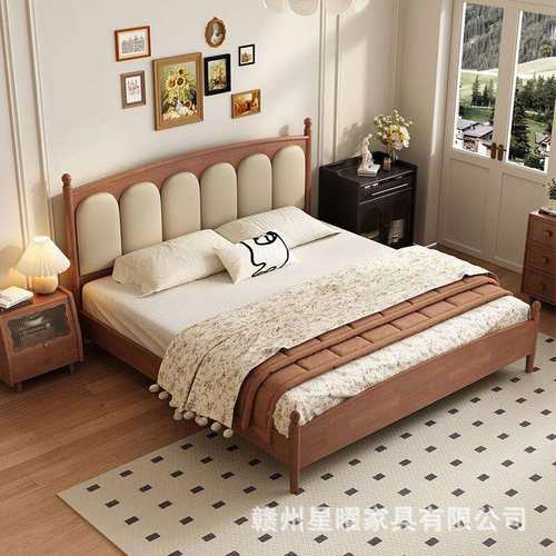 法式床实木软包床1.8米双人储物床美式床1.5米民宿中古床