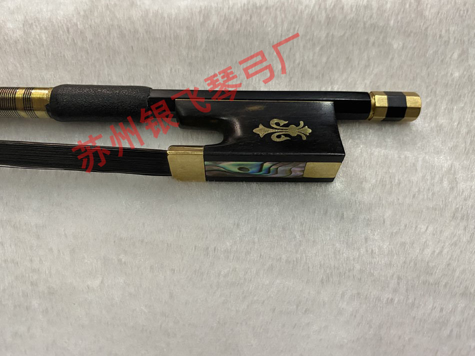 黑马尾碳纤维小提琴弓子小提琴弓金色雕花鲍鱼壳乌木尾库