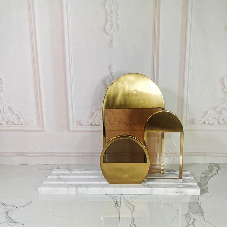 现代简约欧式大理石金属窗口形状长方形摆件样板房售楼处软装饰品