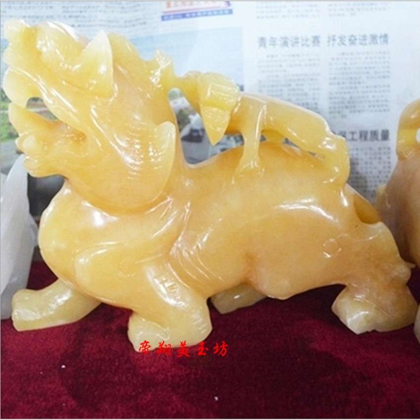 黄龙玉貔貅摆件 母子貔貅摆件