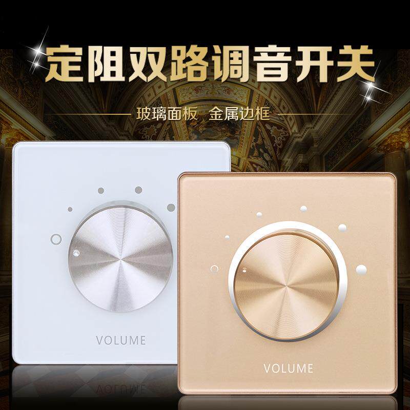 定阻双声道调音开关背景音乐音量调节喇叭音控器双路玻璃面板T3