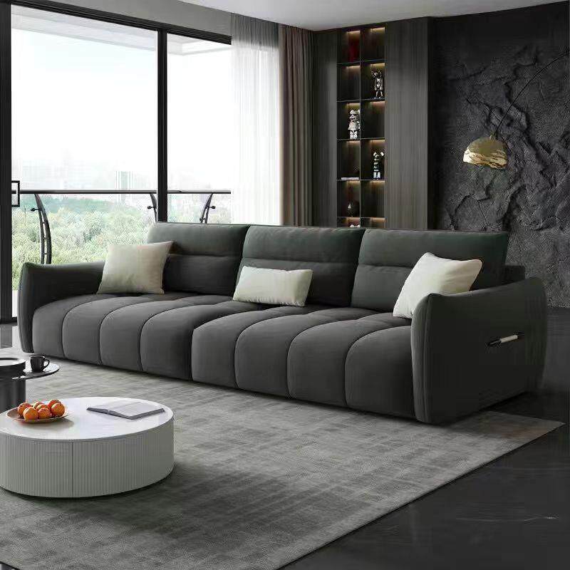 意式极简绒布棉麻布艺沙发客厅小户型猫抓皮直排家用出租屋民宿