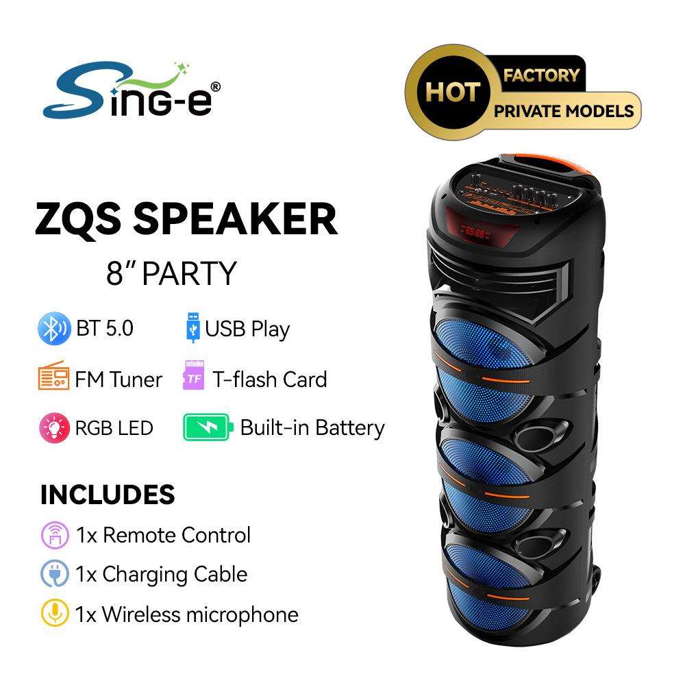 Sing-eZQS8302供应专业广场舞音响户外k歌手推车音箱带话筒