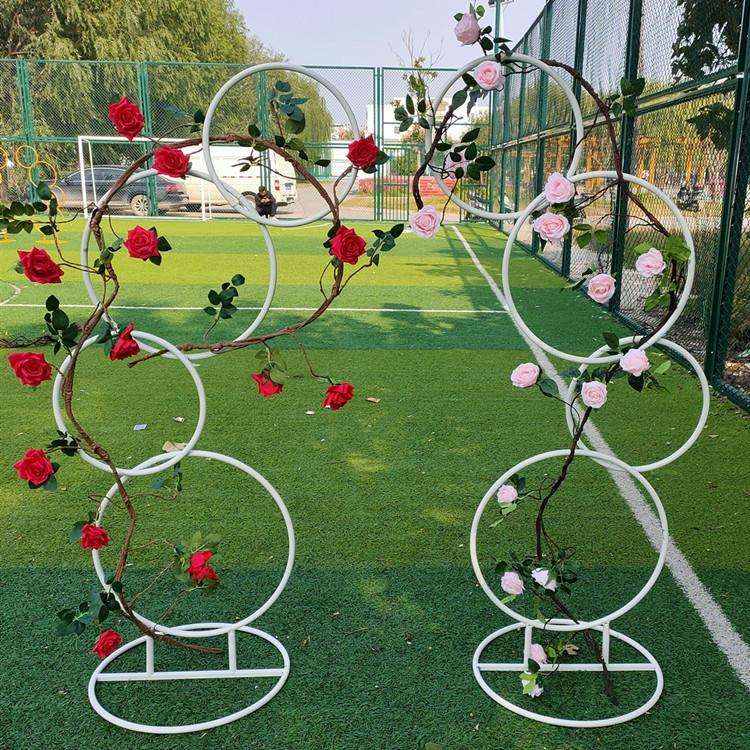 新款婚庆道具铁艺路引花架背景圆环路引婚礼装饰花艺摆件拱门