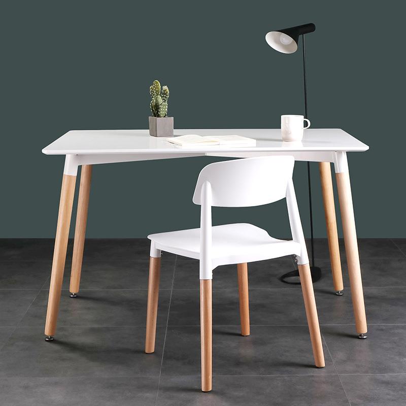 桌子长方形餐桌现代简约白色小方桌黑色桌北欧洽谈谈判桌椅