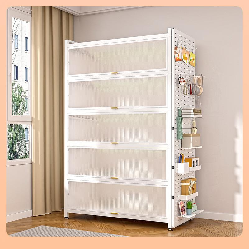 ⇞收纳柜多层带柜门家用书柜带门防尘储物柜儿童多层落地铁艺书架