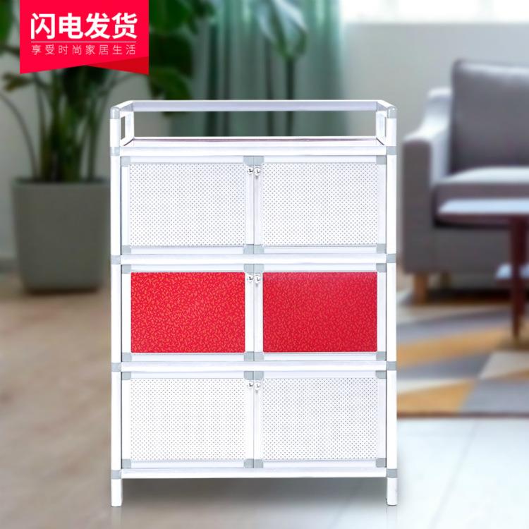 碗柜厨房柜简易组装多功能小橱柜铝合金家用现代简约放碗菜防蟑螂