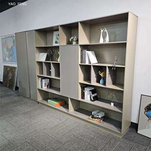 办公室边柜地柜储物柜矮柜文件柜隔断展示柜带灯到顶柜整墙书柜子