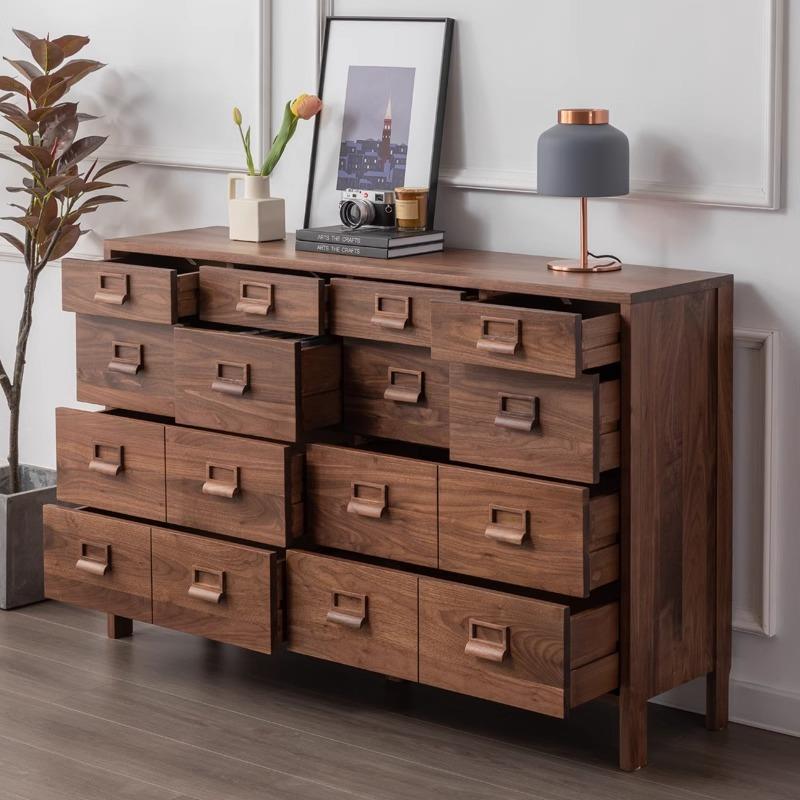 纯实木黑胡桃边柜斗柜高颜值家用储物边柜卧室抽屉斗柜