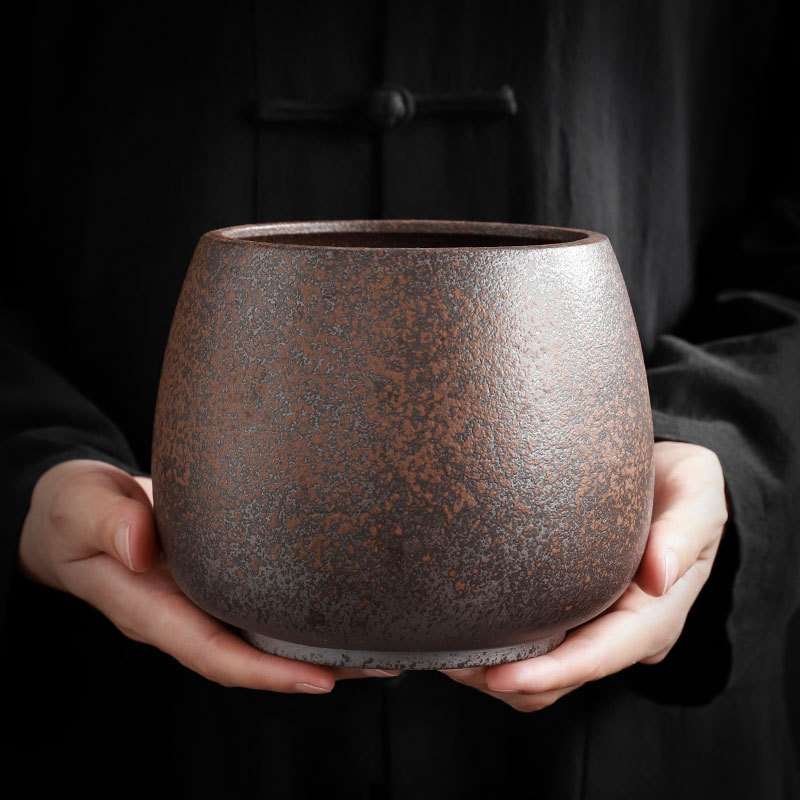 ?T9J5粗陶茶洗茶渣缸禅意大号特大水盂家用复古茶具配件建水