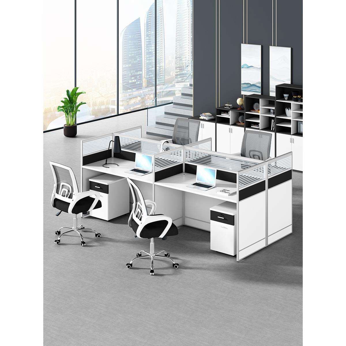 职员办公桌屏风工作位简约桌椅组合四人位卡座办公室北京办公家具