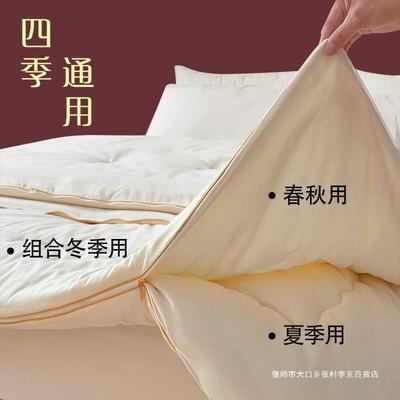 手工蚕丝被%桑蚕丝子母被二合一拉链款学生宿舍被芯加厚冬被子