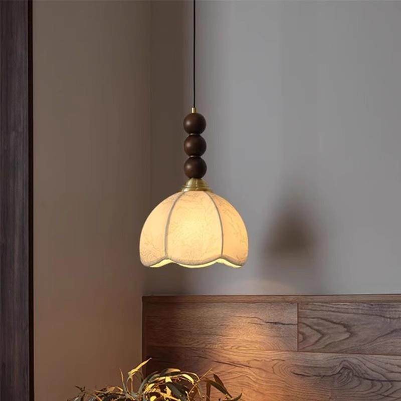 南洋风卧室房间床头吊灯法式中古美式餐厅吧台复古布艺升降小吊灯