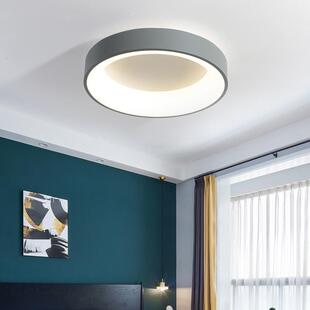 卧室灯北欧简约现代圆形灰色led吸顶灯房间书房灯家用网红顶饰