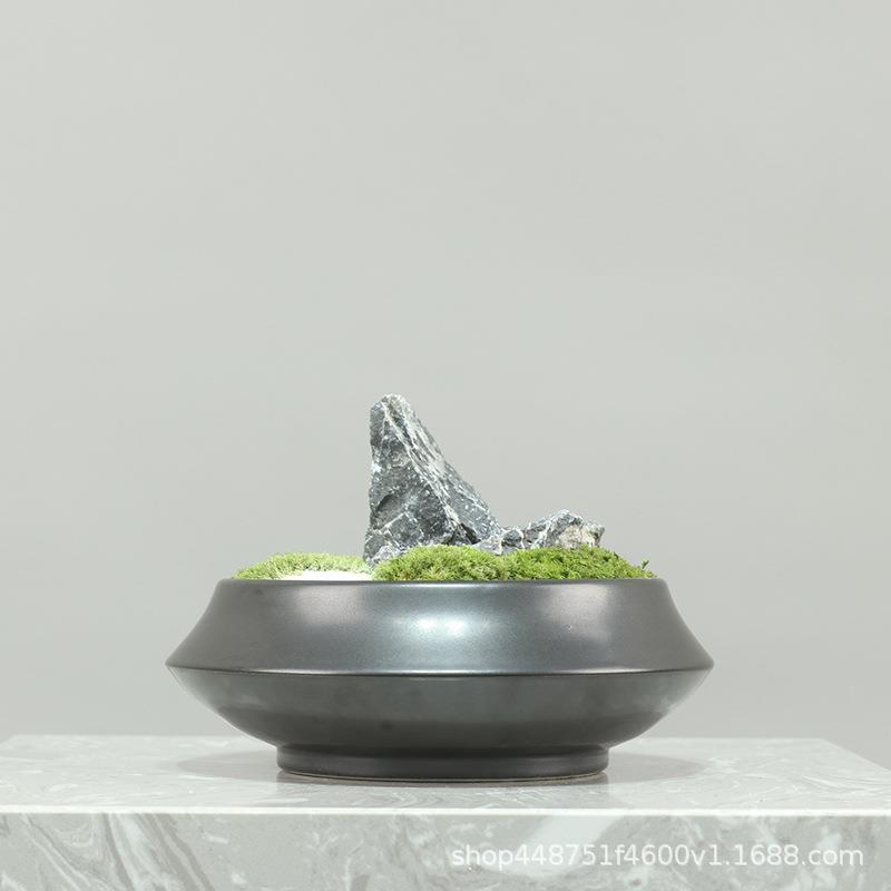 新中式仿真植物苔藓盆栽摆件客厅洽谈桌餐桌茶几玄关盆景软装饰品