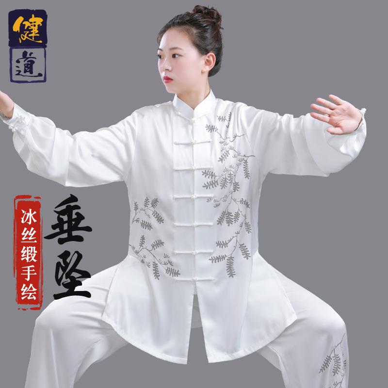 健道太极服女新款中式手绘太极拳练功服男八段锦武术表演服装夏季