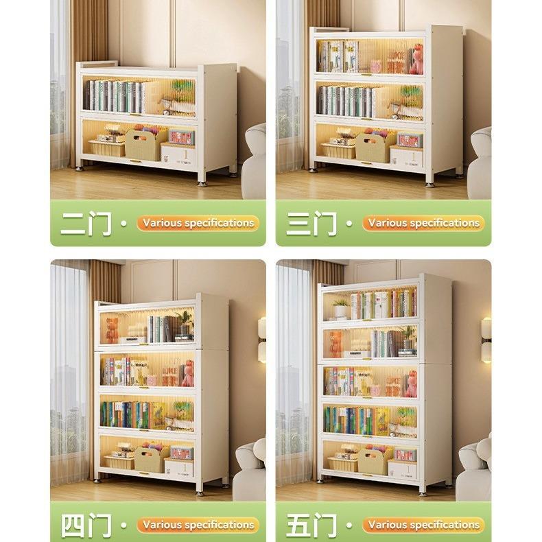钢制书柜带门儿童书架防尘储物柜客厅展示柜铁艺卧室置物架收纳柜
