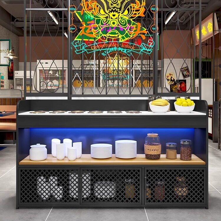 火锅店自助调料台LED小料台餐厅饭店商用摆台调味料台展示餐边柜