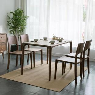 全实木餐桌客厅长方形北美餐厅家具家用饭桌餐椅黑胡桃木组合椅子
