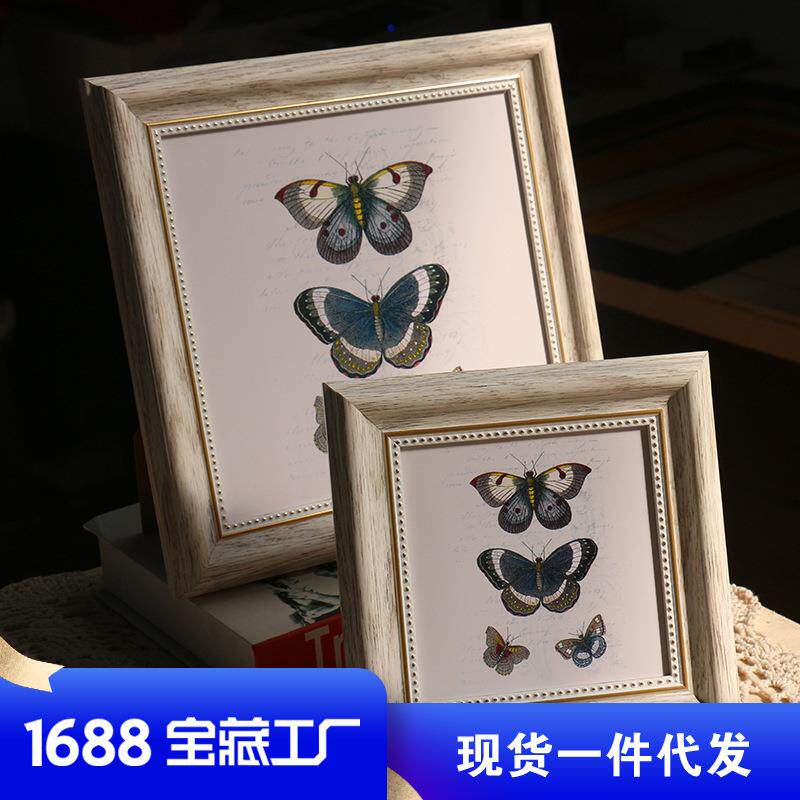 美式相框复古画框照片框正方形6寸10寸相片像框儿童创意相框摆台