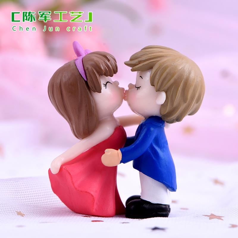 微景观多肉植物摆件 新婚情侣摆件结婚亲嘴情侣钥匙扣挂件DIY材料