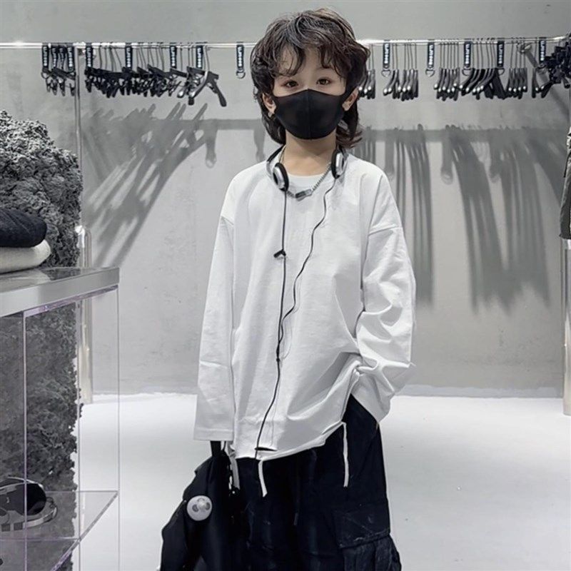 秋冬男女童潮酷hiphop街舞上衣纯白色破洞打底衫长袖t恤宽松童装,童装/婴儿装/亲子装,T恤,淘宝优惠券,粉丝福利购,淘宝优惠卷