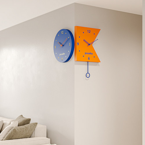 新款钟表挂墙挂表现代简约客厅拐角双面挂钟家用转角时钟静音餐厅