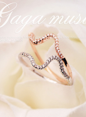 新款 超闪 扭曲线条细巧水晶戒指 钻戒 有小尾戒子 韩国饰品 女