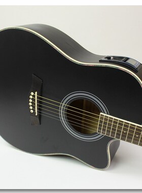 【电箱琴】41寸椴木民谣缺角木吉他练习琴jita AG41哑光黑色