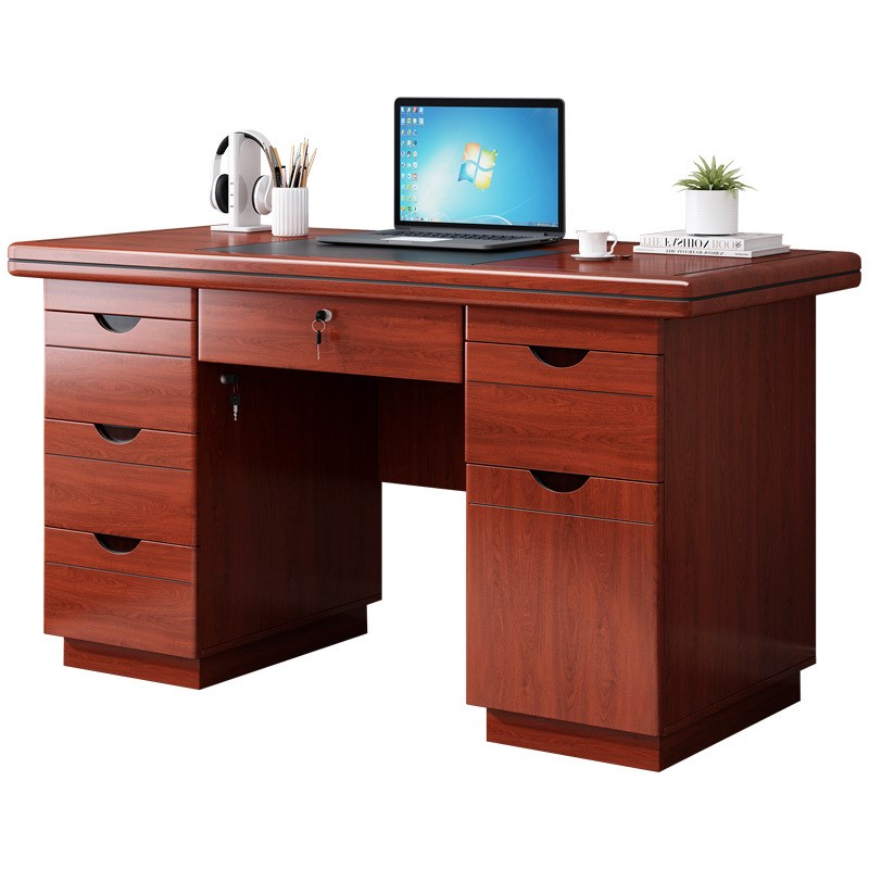 油漆办公桌1.4米实木贴皮电脑桌单位机关办公室职员桌教师单人桌