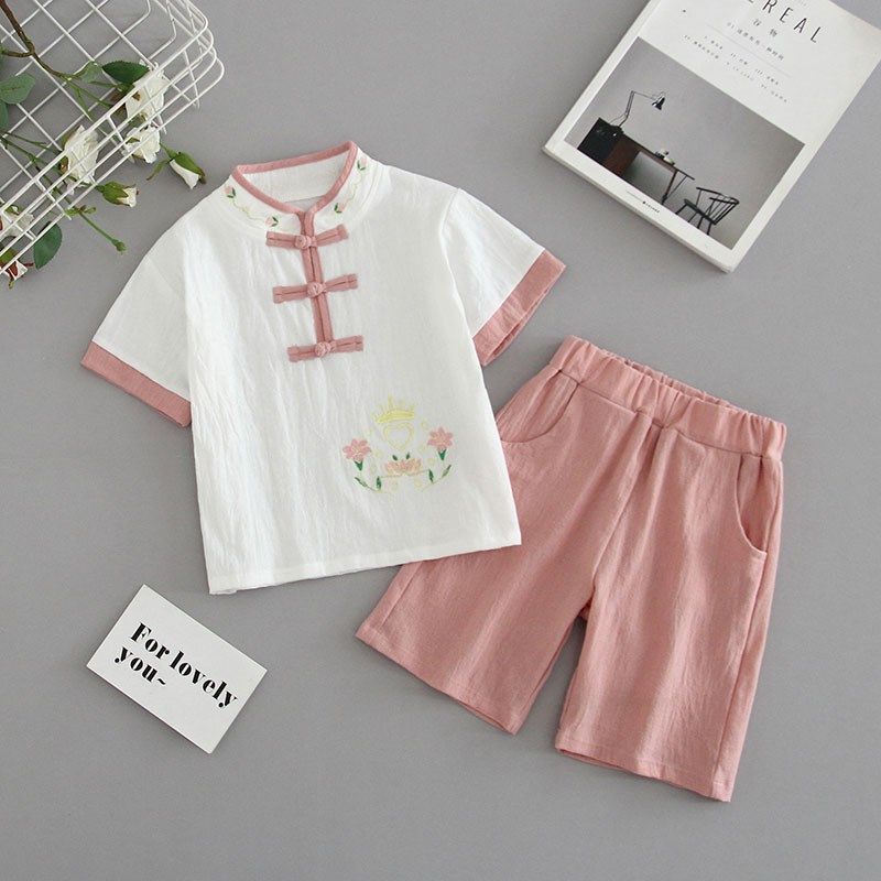 女童新中式套装夏季2024新款儿童国潮风衣服宝宝夏装男孩薄款童装