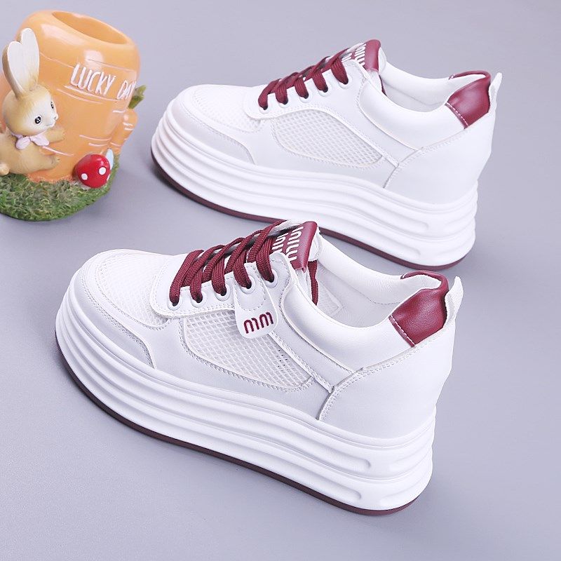 松糕厚底女网鞋2025新款网纱透气低帮休闲女鞋内增高显瘦小白鞋女