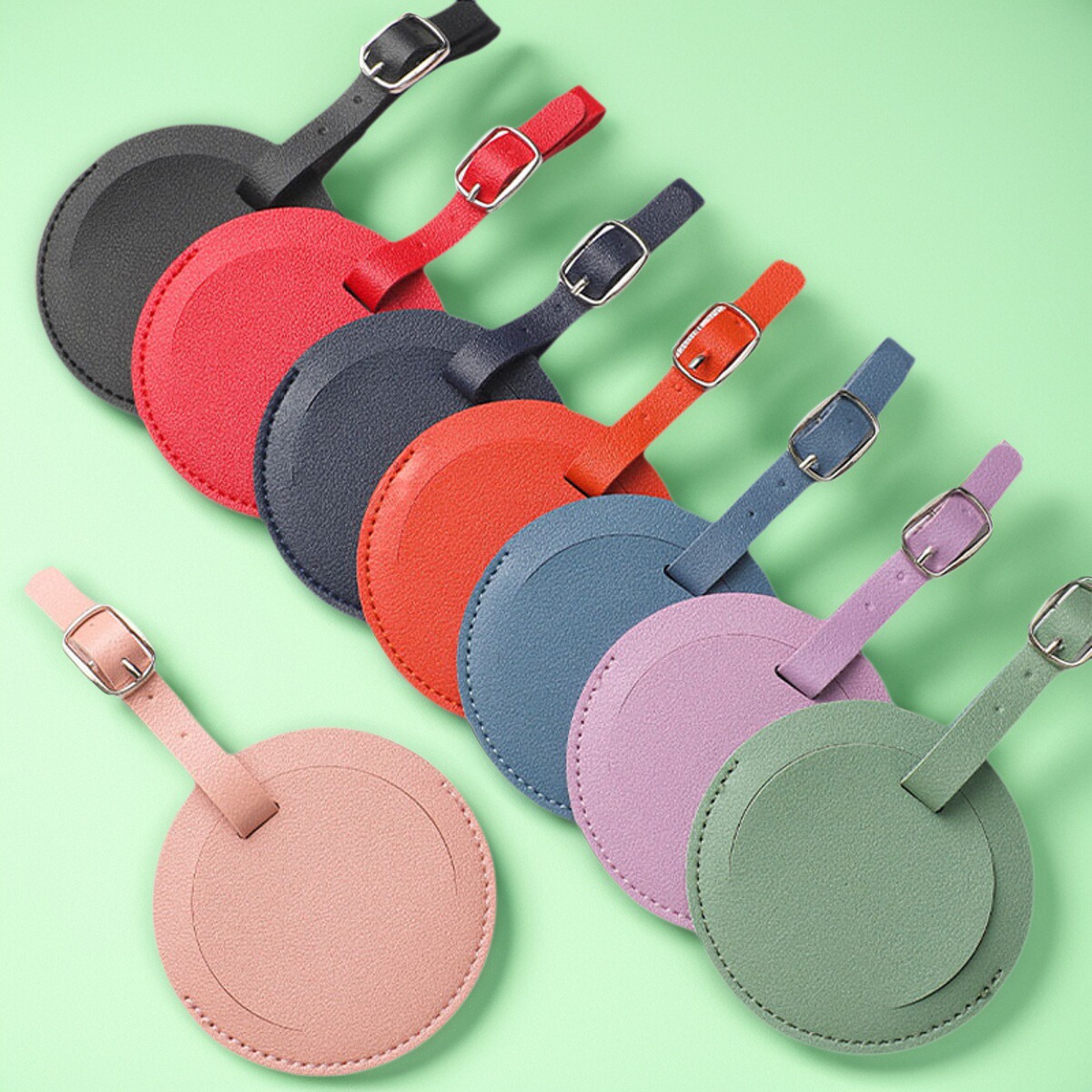 行李牌吊牌皮革行李箱包吊牌圆形挂牌背包装饰挂件旅行箱登机挂牌